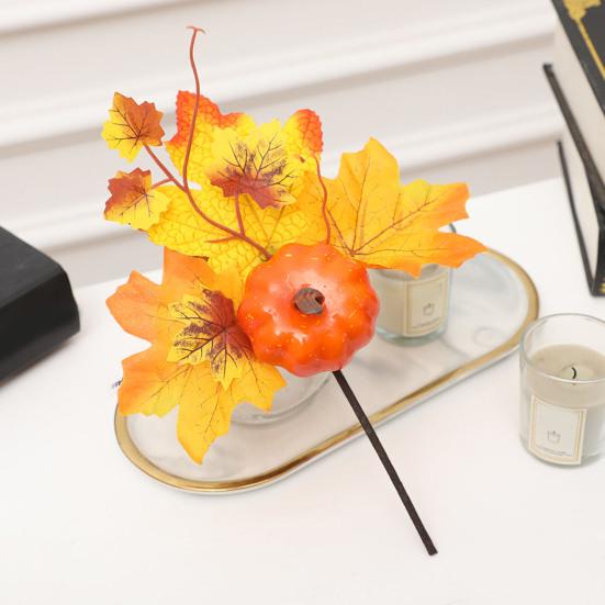 Fake Maple Leaf Long Lasting Easy To Maintain Artificial Pumpkins Maple Leaf for Harvest Thanksgiving Halloween Parties