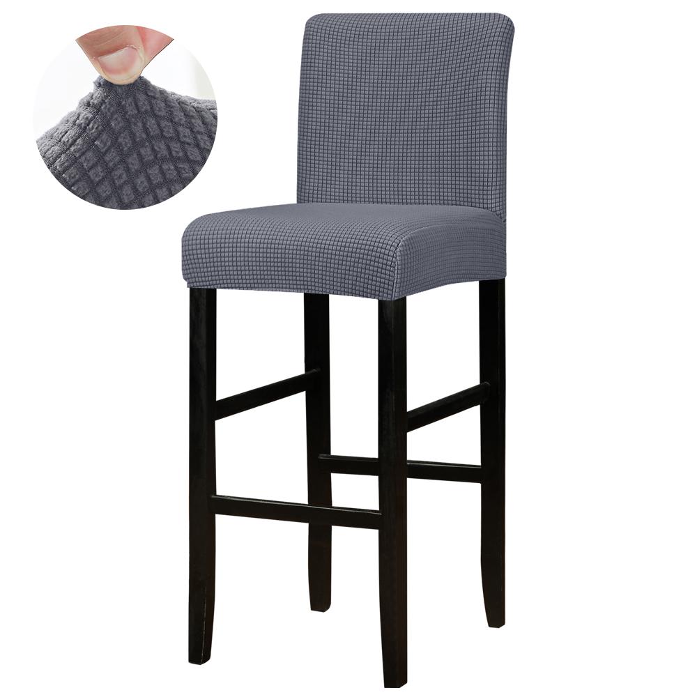 Solid Bar Chair Cover Short Back Bar Stool Slipcover For Hotel Banquet Dining Room Small Size Seat Protector