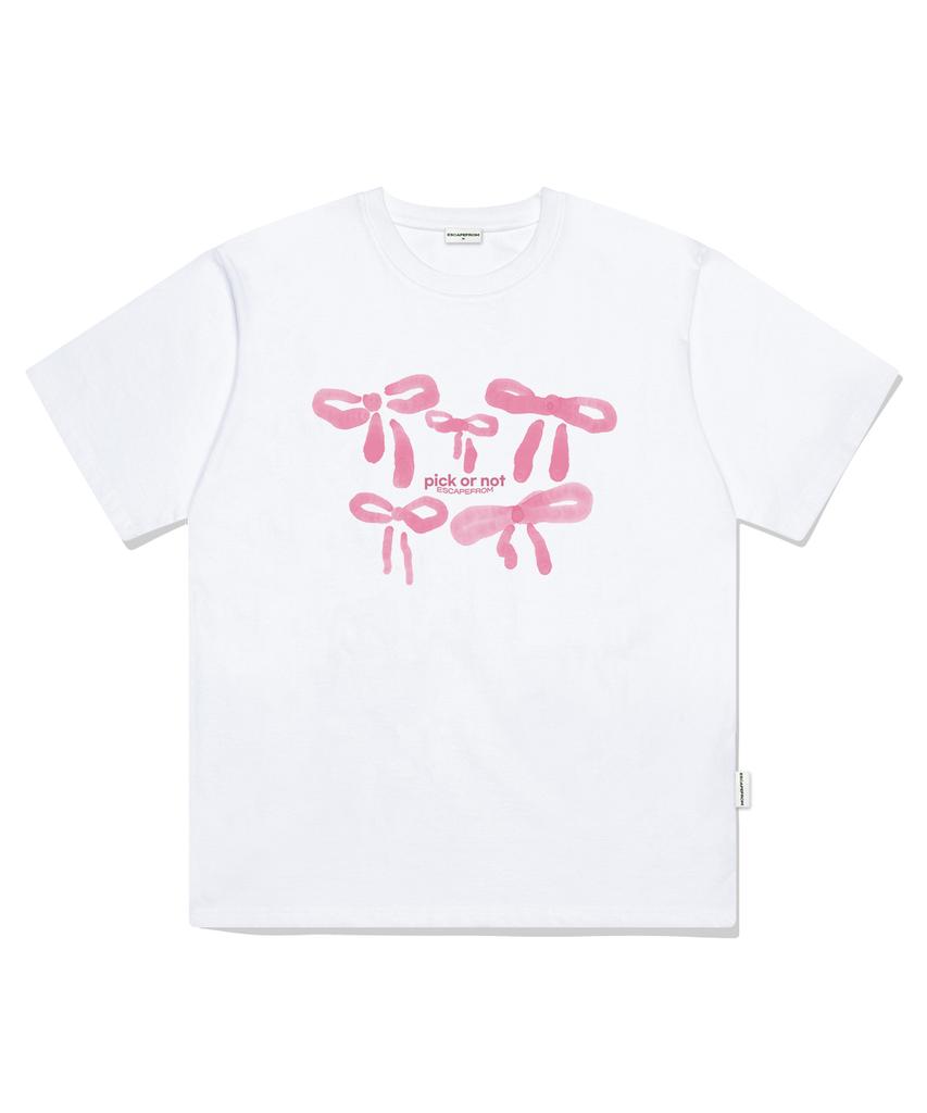ESCAPEFROM Water Ribbon Print Oversized Short Sleeve T-Shirt White