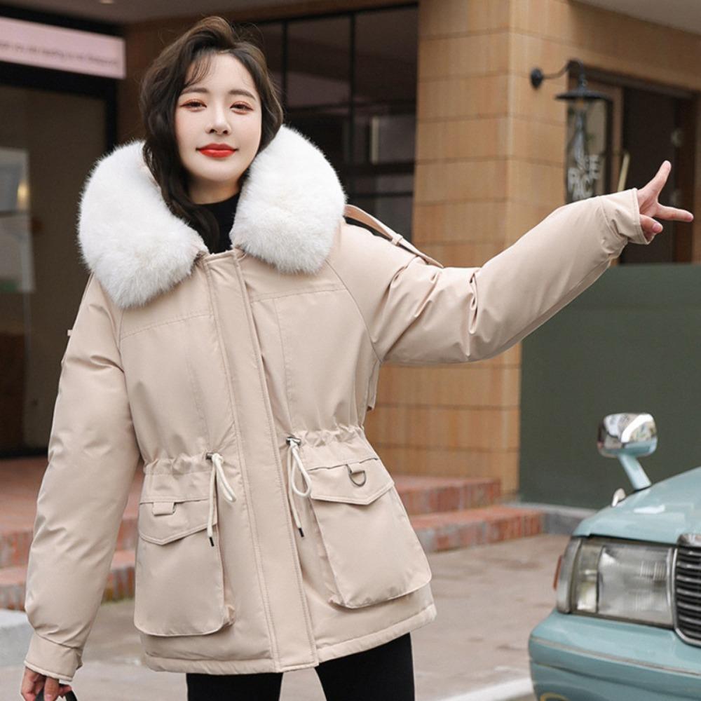 Women's medium and long cotton-padded clothes, the new loose Korean version of fur collar velvet pie overcomes down cotton clothes and winter coats.