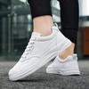 MCTIN Couples Vulcanized Shoes Women's Leather Platform Sneakers Black Casual Shoes for Man