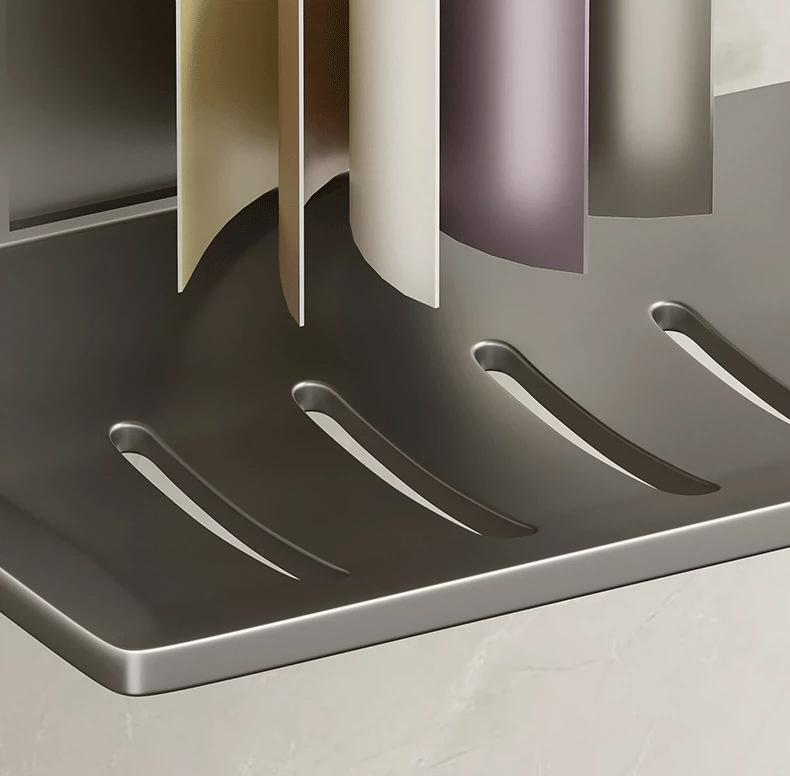 Gun Gray Aluminum Wall-Mounted Soap Dish - Creative Draining, Punch-Free Holder for Bathroom Storage