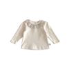 2025 Korean Style Floral Lace Peter Pan Collar Long Sleeve Baby Girls' Top