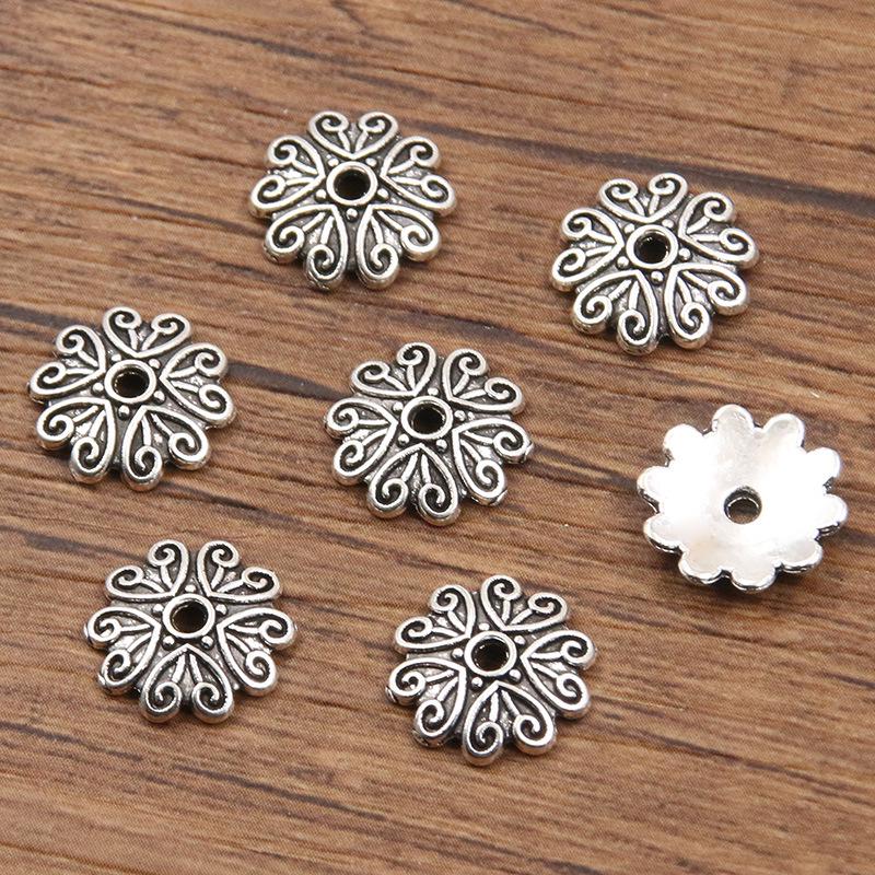 

Античні срібні роздільники-квіти: Багатостильовий, порожнистий дизайн для DIY браслетів та намист