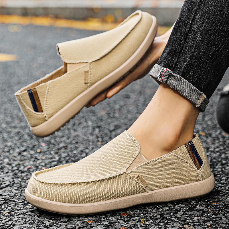 Fashion Men's Canvas Loafers Slip-On Breathable Comfortable Casual Shoes Lightweight Soft Sole Summer Outdoor Walking Sneakers for Men