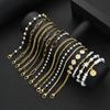 15pcs Bohemian Daisy Flower Star Bead Faux Pearl Layered Bracelets Set For Women Gold Color Summer Beach Daily Wear Jewelry Gift