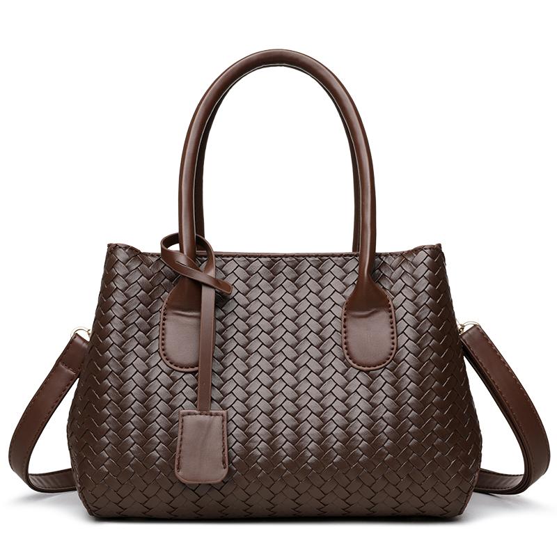 Damska torba na ramię crossbody z PU, pleciona, dużej pojemności