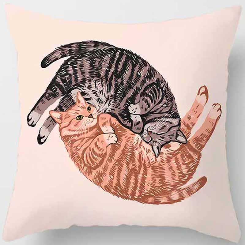Cat Is Leisure Life Square Pillowcase for Home Decoration Car Sofa Cushion Cover Outdoor Seat Decoration Accessories 45x45cm