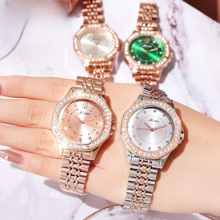 Stylish Square Women's Watch Diamond-encrusted Waterproof Steel Belt Women's Watch Square Win Clock