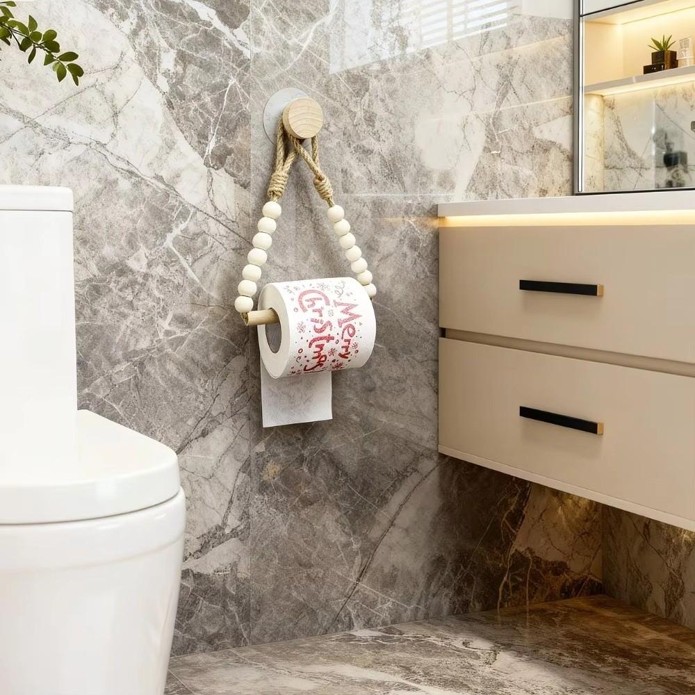 Hemp Rope Design Roll Paper Dispenser Punch-Free Wall-Mounted Toilet Paper Rack  Home Organizer