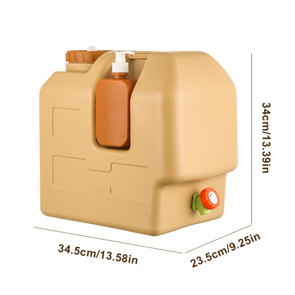 20L Water Container with Spigot and Soap Dispenser Water Storage Tank BPA Free Water Storage Carrier for Outdoor Camping Car
