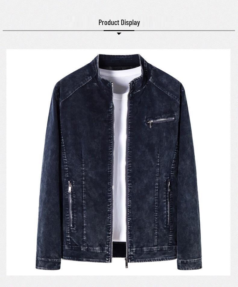 Korean Style Light Denim Stand Collar Spring Jacket