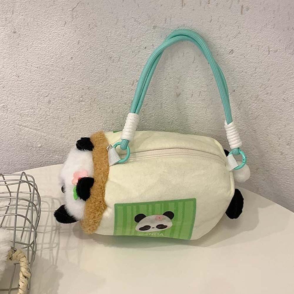 Cute Raccoon Shoulder Pouch Cartoon Golden Snub-nosed Monkey Bag Furry Panda Plush Handbag Girls