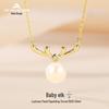 Japanese & Korean Style Freshwater Pearl Elk Necklace for Women, S925 Sterling Silver - Simple Christmas Gift
