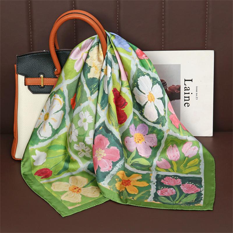 Luxury Printing Silk Square Scarf Women Neck Hair Tie Band Beach Hijab Kerchief Head Headbands Bandana Female Foulard 70cm