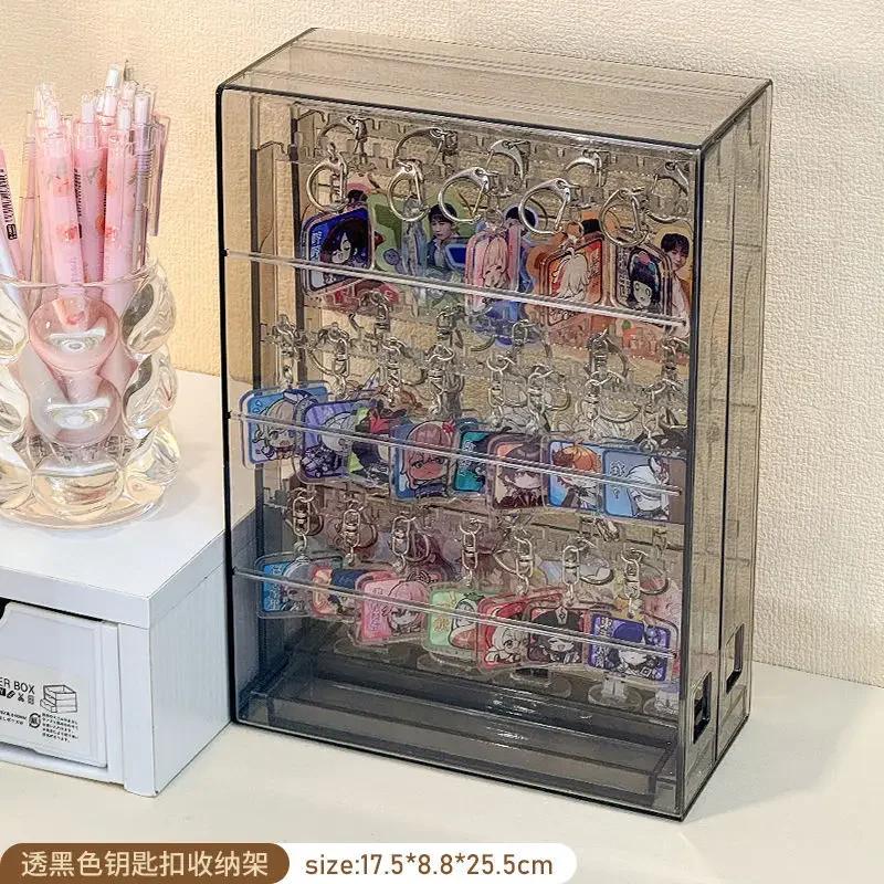 Keychain Display Stand Hanging Anime Pendant Organizer for Guka Small Doll Pendants Hook Desktop Acrylic Dustproof Storage Box