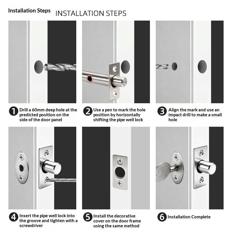 Hidden Tube Well Lock Simple Installation For Concealed Door Fire Door Fire Pipe Well Lock Channel Rarelock