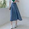 Spring Autumn Women's Fashion High Waist Casual Denim Skirt Mid-length A-line Skirt