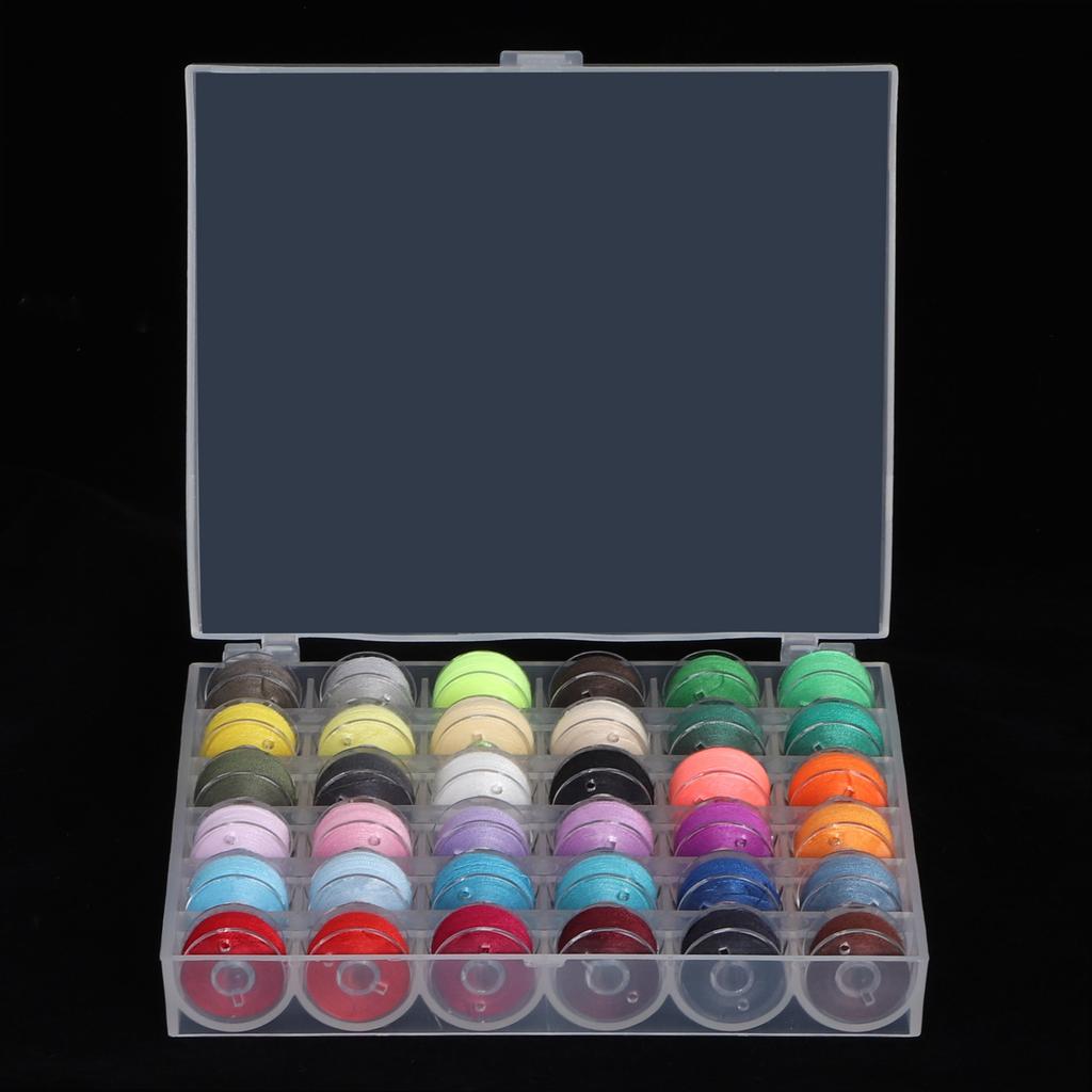 Transparent Bobbin Storage Box 36 Grid with Colorful Bobbin Thread Sewing Machine Supplies