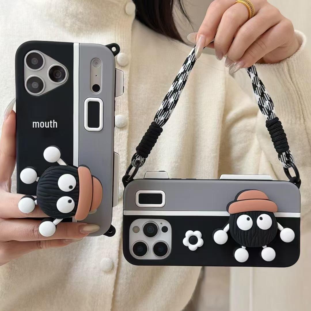 

Horizontal Coal Briquette Holder iPhone Case with Strap, Compatible with iPhone 13/14/15 Pro Max and 16/17, Anti-Fall Design. iPhone 14