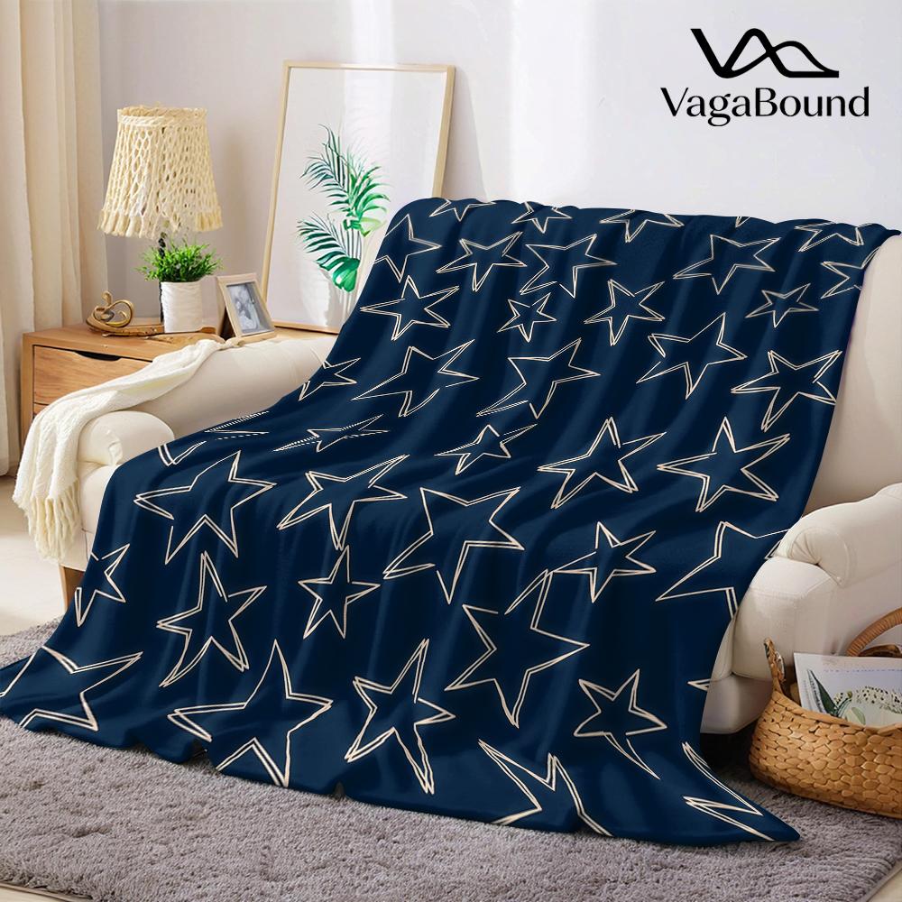 Marineblau Goldrand Stern Flanell Decke Warm Weich Halloween Weihnachten Sofa Warm Gemütlich Dekorative Deko Geschenk Für Alle Jahreszeiten