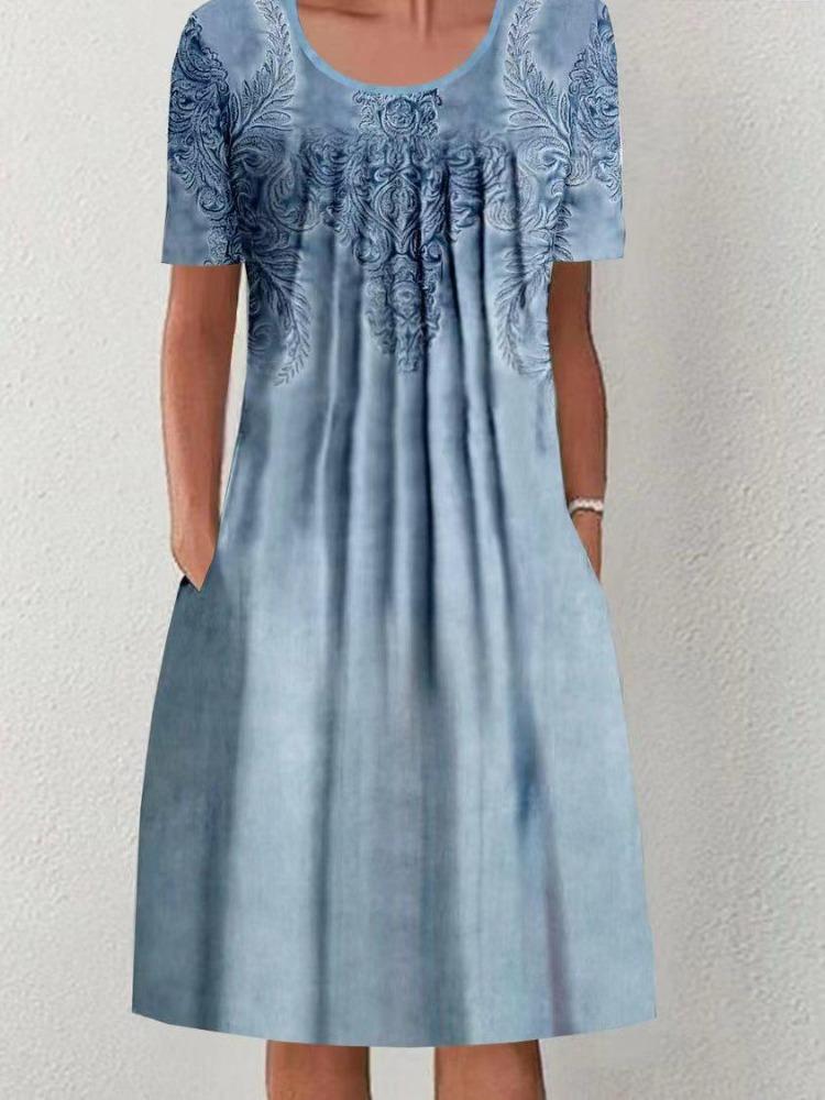 Floral Print Midi Dress with Pockets for Spring Summer