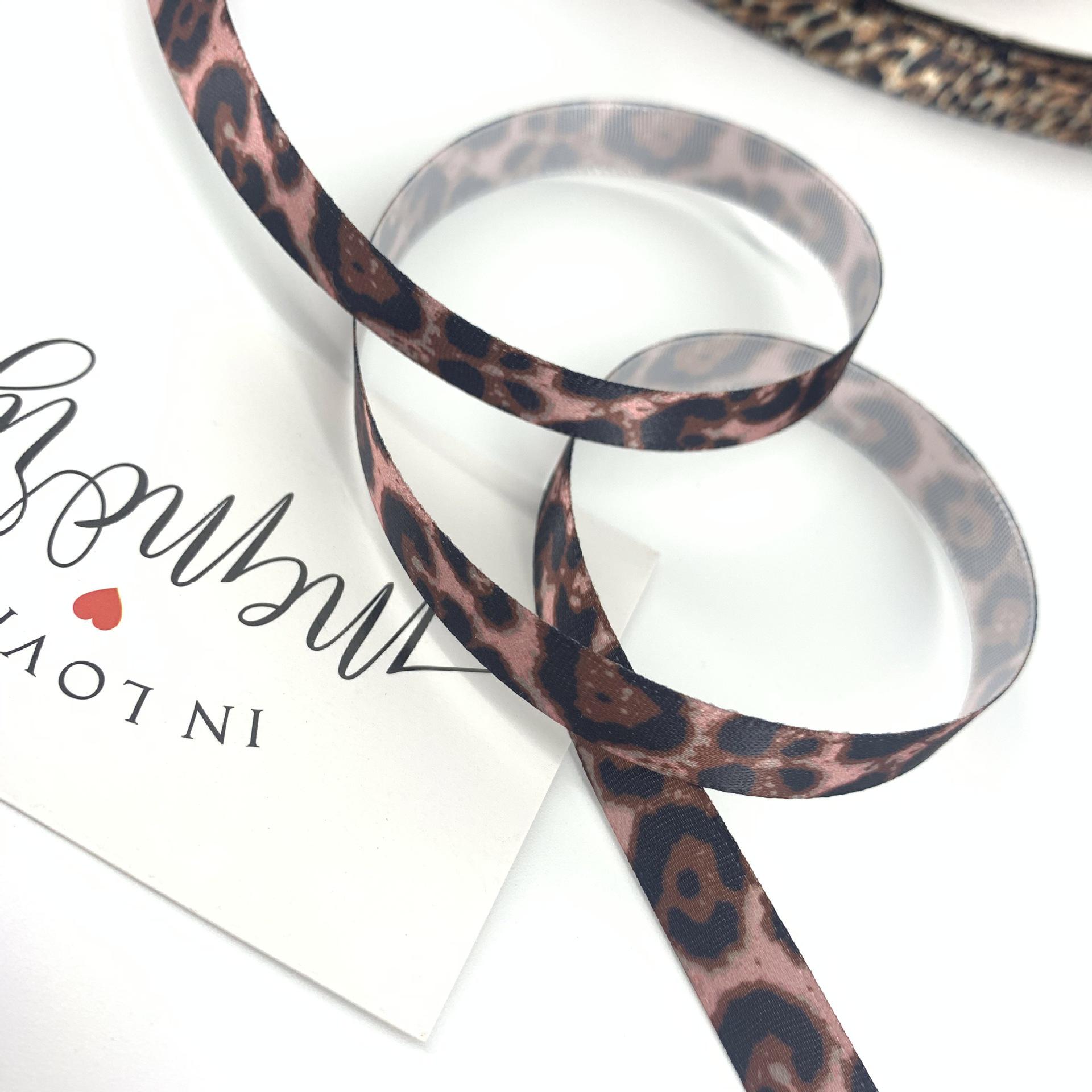 

Европейский и американский тренд Леопардовый принт Буквы Полиэстер Репсовая лента с цветной окантовкой - Красочная лента для одежды и домашнего текстиля