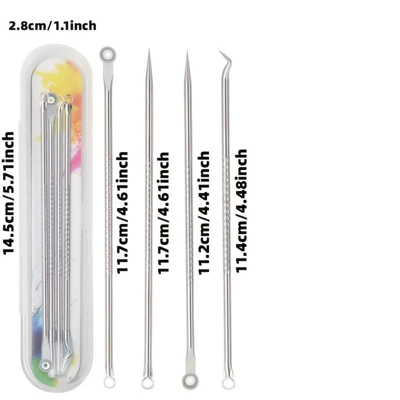 4PCS Stainless Steel Blackhead Remover Tool Kit Professional Comedone Acne Extractor for Pore Cleaning Face Nose Skin Care