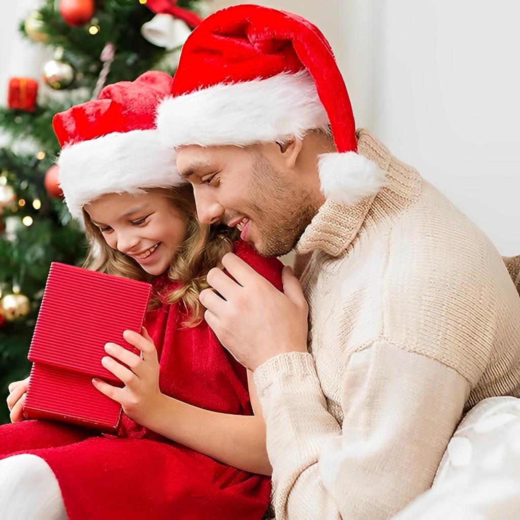 6/1pcs Plush Christmas Hat Red Santa Hat for Adults Kids Unisex Festival Fluffy Caps Xmas New Year Party Decoration Supplies