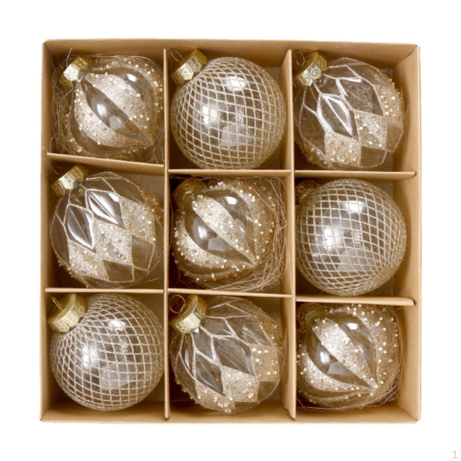 

9 украшений, 7,6 см, большие подвесные рождественские украшения, небьющиеся шары, елка Light Champagne Gold