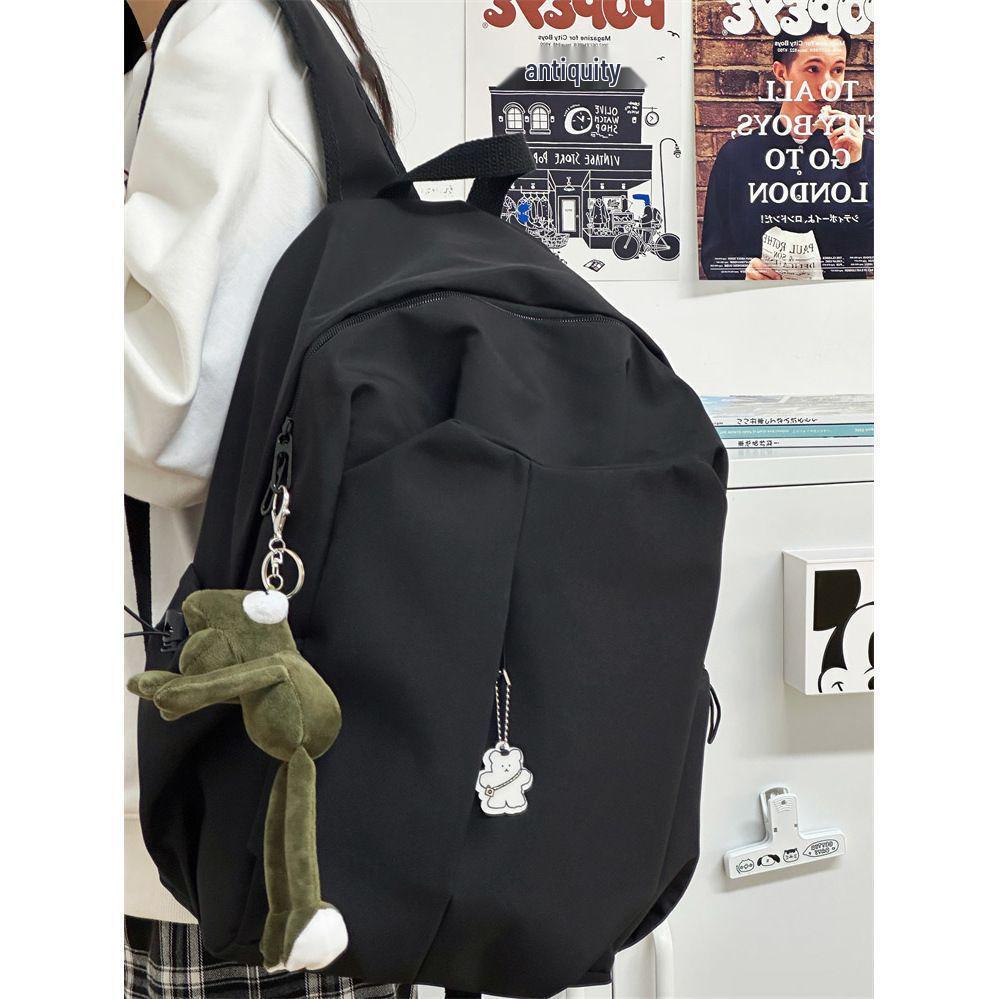 Black Large Capacity Backpack for Students - Unisex, Double Shoulder Straps, Ideal for College and Travel