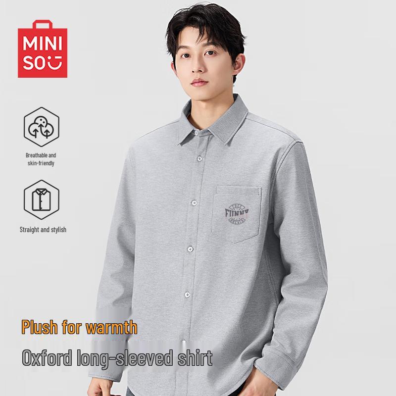 MINISO Men s Plush Lined Oxford Shirt 3XL