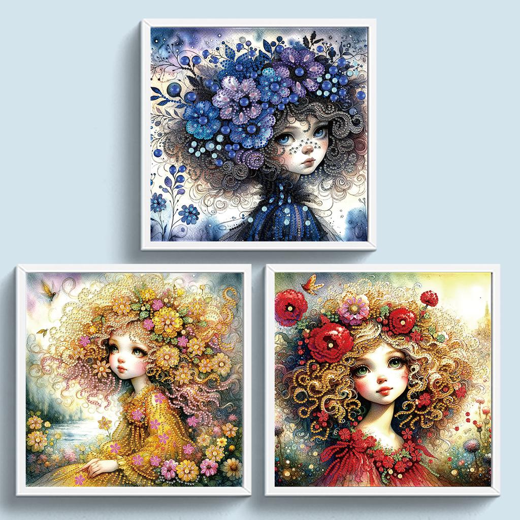 Little Girl Partial DIY Irregular Drill Diamond Painting Gem Art for Adults/Beginners Gift Idea Home Wall Decor 11.81x11.81inch