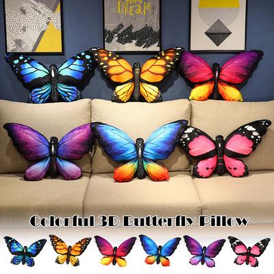 Colorful 3D Butterfly Pillow Girl Room Throw Pillow Stuffed Butterfly Cushion Sofa Waist Cushion Bedroom Couch Bed Bedside Decor