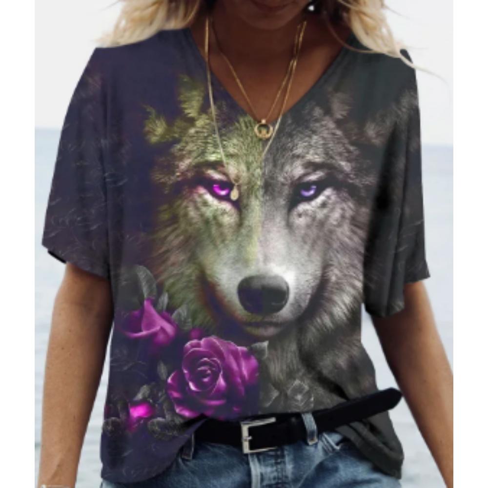 Summer Women T-Shirts 3d Fashion Print Gradient Harajuku T Shirt Oversized Tees For Ladies Clothing New Short Sleeve V-Neck Tops