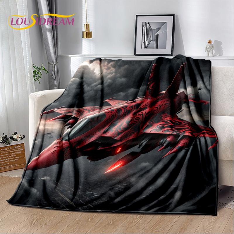 3D Space Spitfire Aircraft  Air Force Jet Fighter Cartoon Blanket,Soft Throw Blanket for Home Bedroom Bed Sofa Cover Child Gift