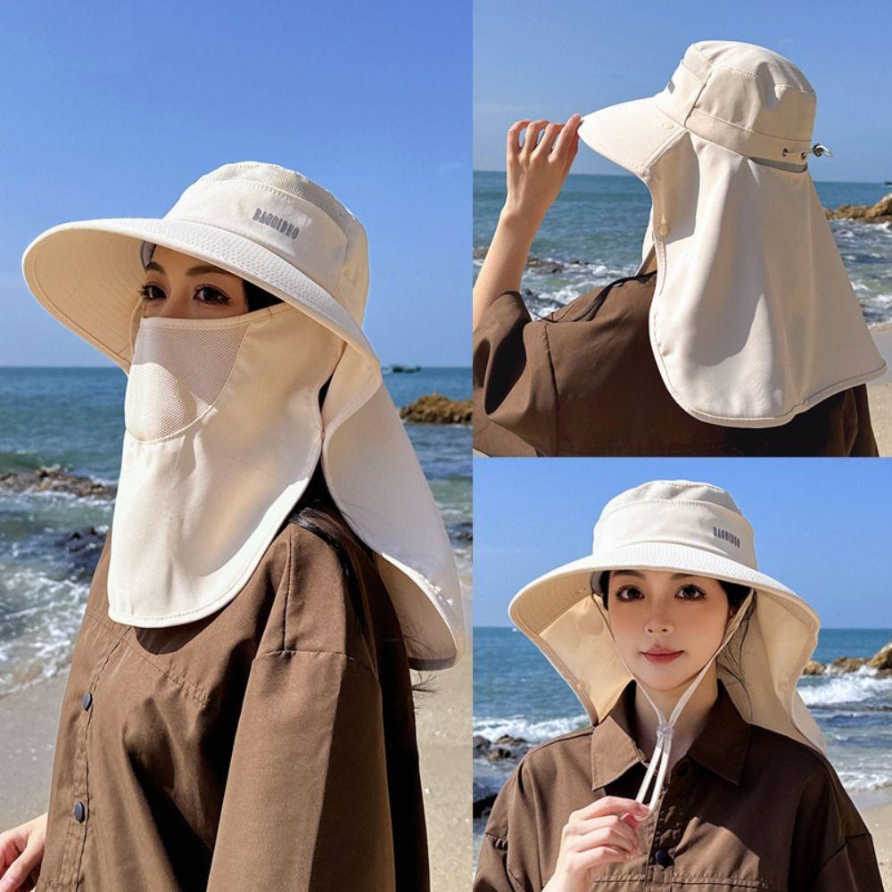 Face Mask Women Sun Hat Neckline Mask Tea Picking Hat Farm Work Cap Cover Face Cap  Farm Work