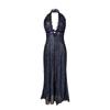 Black Flash Silk Perspective Dress Long Dress Neck Deep Back Slim Fish Tail Sexy Nightdress