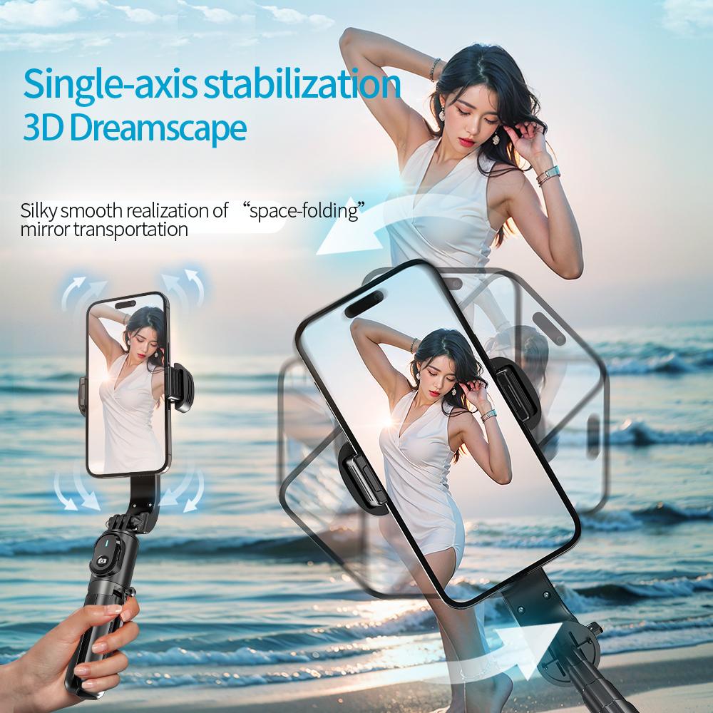 Mini 1-Axis Gimbal Selfie Stick Tripod Stabilizer 158-695mm AI Auto Balance Gimbal for Smartphones Vlog ABS Aluminum