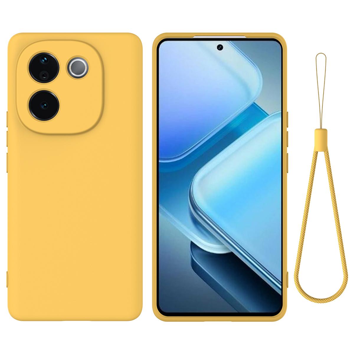 

For vivo iQOO Z9s Pro 5G/T3 Pro 5G Case Liquid Silicone Anti-Scratch Phone Cover with Hand Strap B