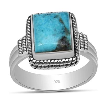 Natural Turquoise Gemstone Handmade Solid 925 Sterling Silver Rings Jewelry For Women & Girls HR-181