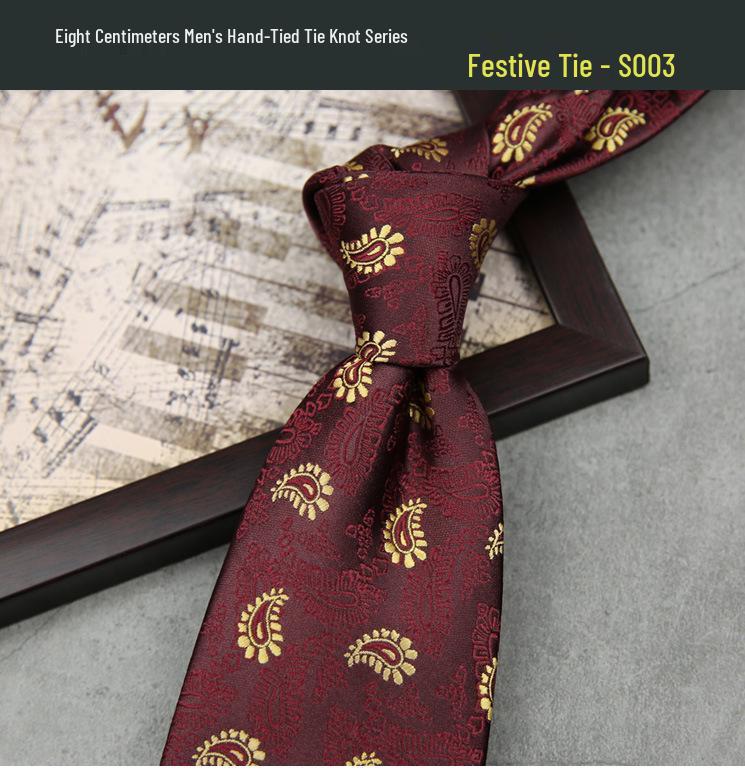 Men's Formal Wine Red Wedding Tie - 8CM Hand-Tied Groom Suit Accessory