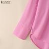 ZANZEA Blusa Casual de Manga Larga Holgada con Cuello Vuelto para Mujer