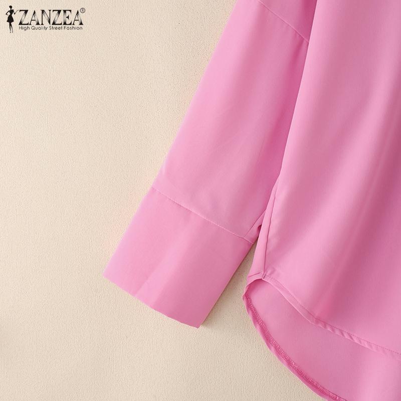 ZANZEA Blusa Casual de Manga Larga Holgada con Cuello Vuelto para Mujer
