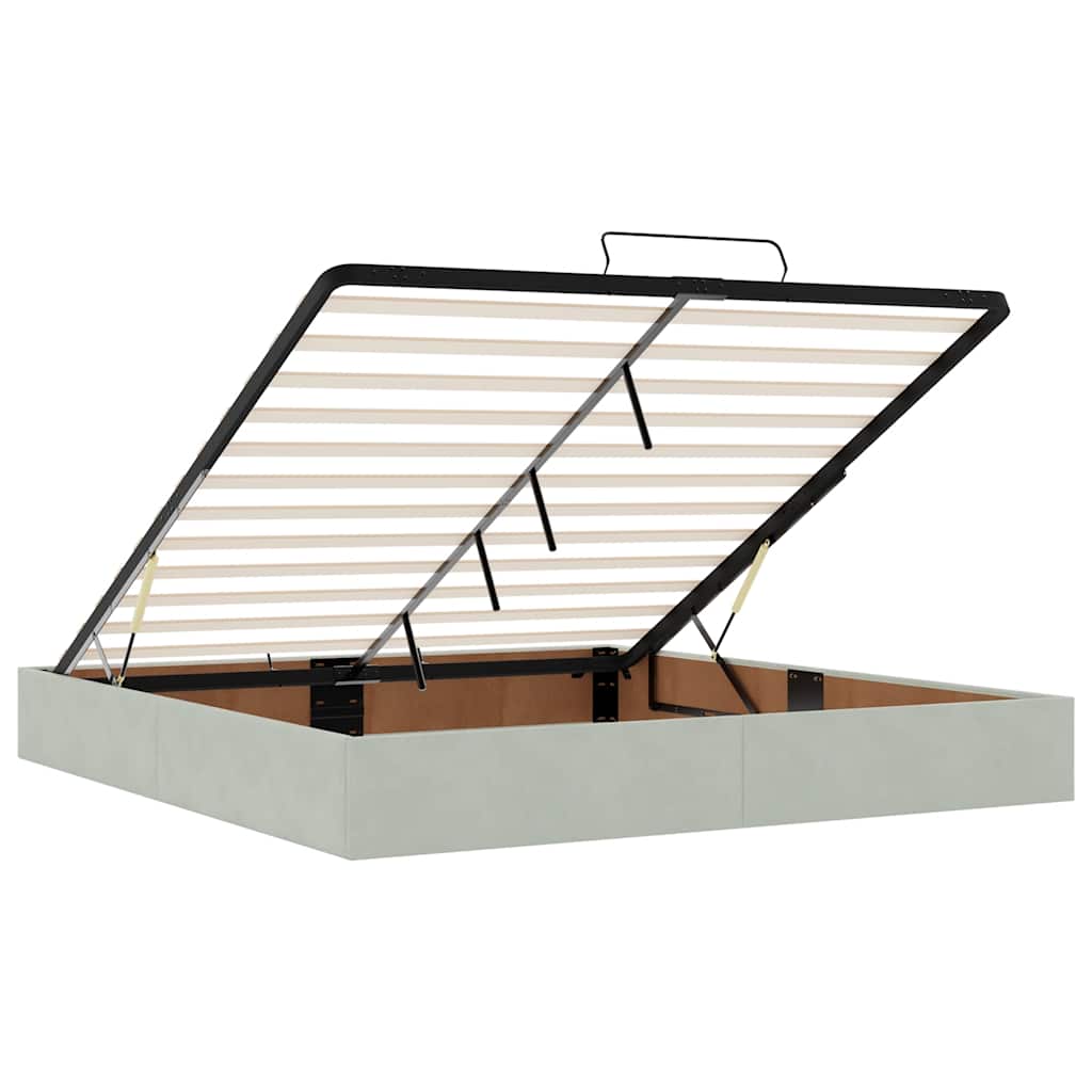 Ottoman Bed with Mattress & LEDs Light Grey 180x200 cm Velvet