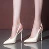 Women's shoes summer new one-word patent leather red-soled high heels stiletto pointed sandals