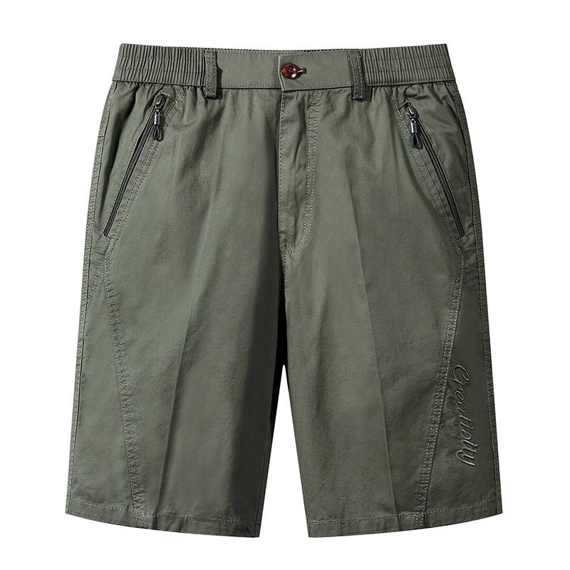 Summer Middle-aged Men's Dad Summer Shorts Made of Pure Cotton Loose Casual Five Quarter Pants