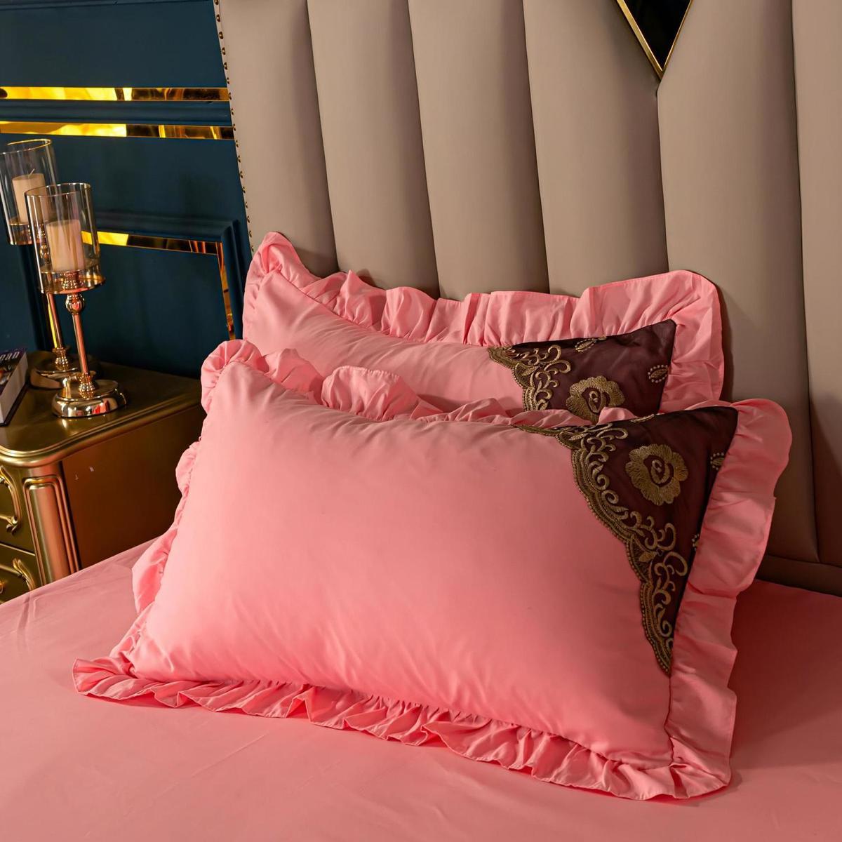 

Наволочка для свадебной спальни, наволочка для подушки, роскошное кружево, лето, дышащее, простое, мягкое, удобное, уютное, для пар, вышивка 48x74 см 48x74cm