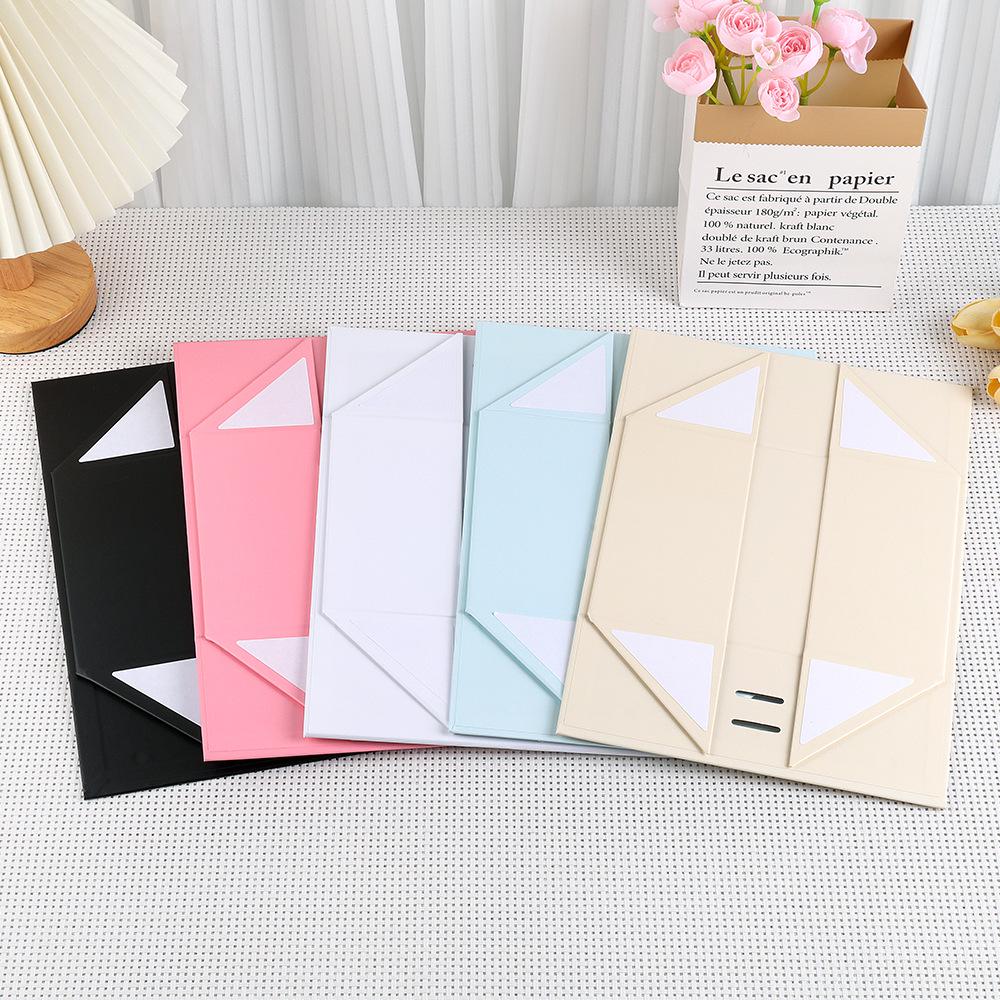 In-Stock Magnetic Folding Gift Box with Ribbon Bow - Solid Color Flip-Top Packaging Box