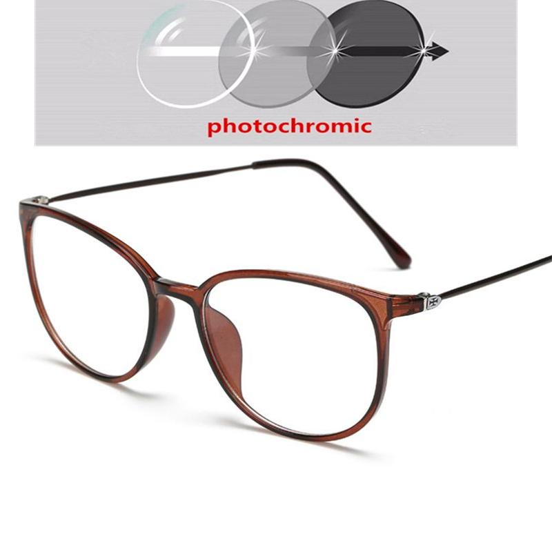 Ultraleichte TR90 Myopiebrille Retro Ovaler Rahmen für Damen Herren Dioptrien -0,5 bis -6 Kurzsichtigkeit Brillen